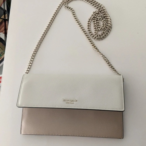 Kate Spade Willow Wallet cream Tan Leather Chain strap crossbody Bag - Picture 5 of 8